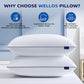 KING: Wellos Bed Pillows for Sleeping King Size Set of 2, Premium Soft Down Alternative Pillow, King Size Pillows for Back, Stomach or Side Sleepers, Supportive&Fluffy&Machine Washable Pillow